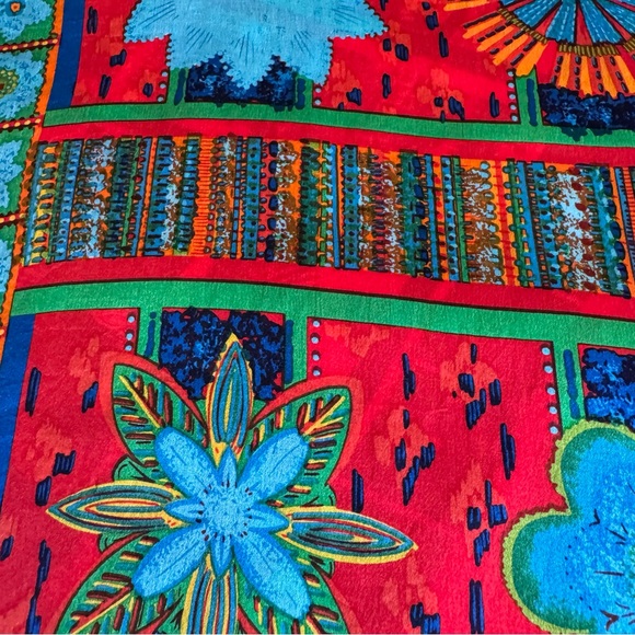 •Perry Ellis Signed Floral Geometric Print Scarf 15”x58”NWOT - Picture 10 of 12